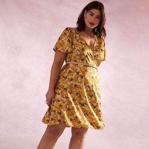 Addition Elle Short-Flutter-Sleeve Wrap Dress